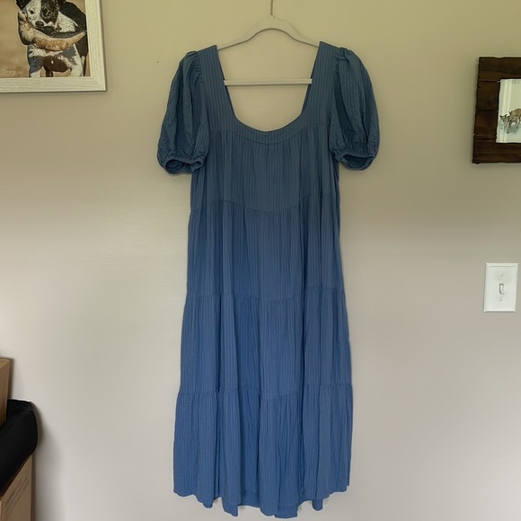 Lulus Happy Tiers Denim Blue Stripped Midi - Picture 5 of 12